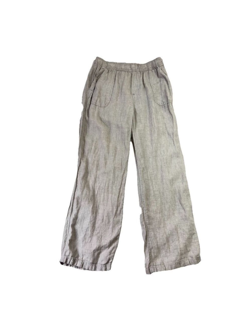 Jone’s New York Pants Womens Large 100% Linen Ivory Stretch Straight Beach